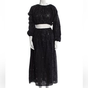 Matteau Lace Pattern Skirt Set – Black – XS